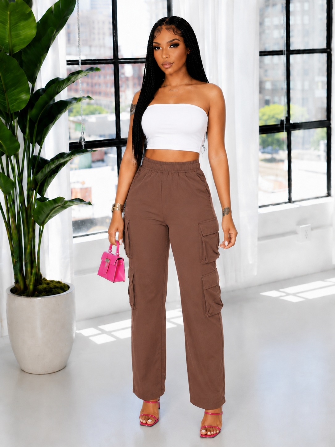 Solid Cargo Pants