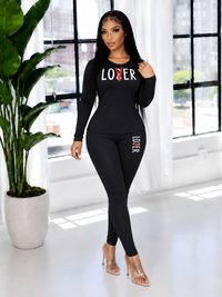 Letter Print Two-Piece Set