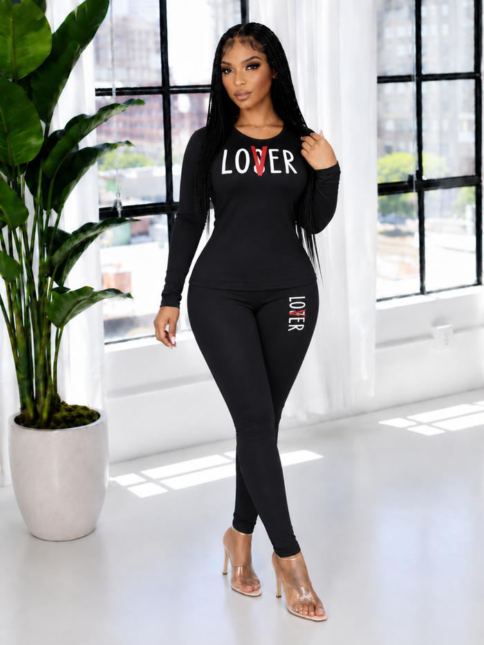 Letter Print Two-Piece Set