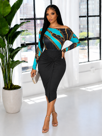 Printed Combo Bodycon Dress