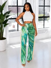Fringe Combo Printed Pants