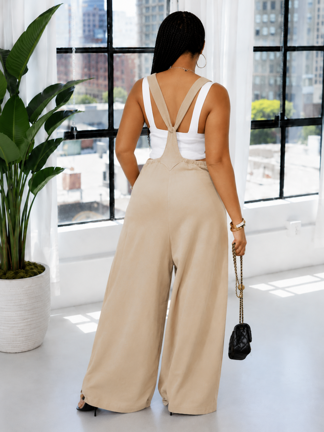 Tied Wide-Leg Overalls