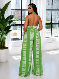 Printed Halter Wide-Leg Jumpsuit