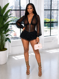 V-Neck Frilled Romper