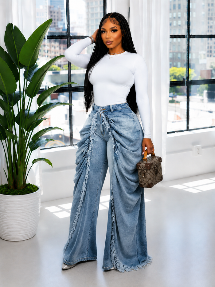 Ruched Draped Jeans