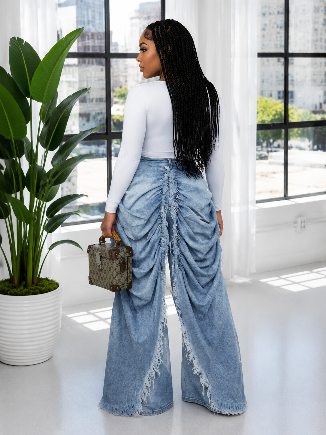 Ruched Draped Jeans