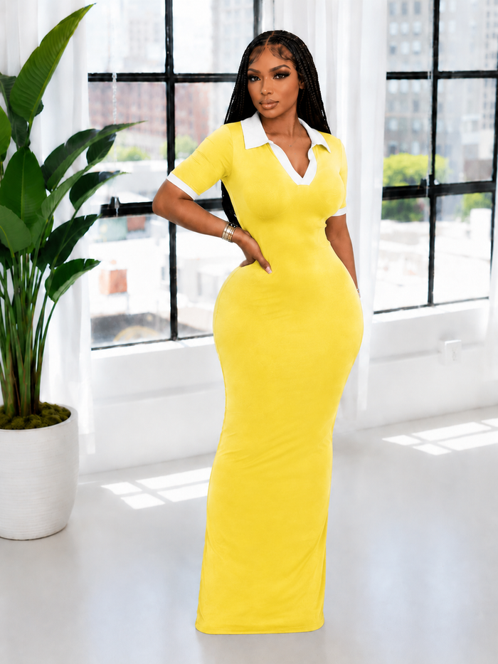 Contrast Polo Dress