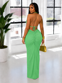 Halter Cutout Slit Dress