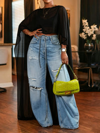 High-Low Sheer Tunic Top