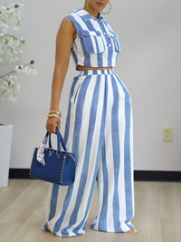 Stripe Cargo Vest & Pants Set