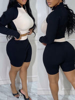 Zip-Front Ribbed Top & Shorts Set