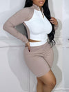 Zip-Front Ribbed Top & Shorts Set