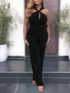 Solid Twisted Belted Jumpsuit