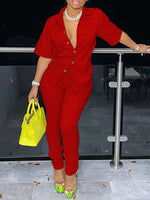 Solid Shirt & Ruched Pants Set