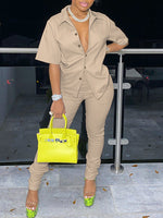 Solid Shirt & Ruched Pants Set
