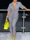 Solid Shirt & Ruched Pants Set