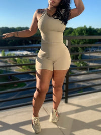 Solid Ribbed Tank Top & Shorts Set--Clearance
