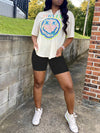 Printed V-Neck Tee & Biker Shorts Set