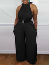 Tied-Neck Wide-Leg Jumpsuit