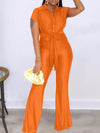 Button-Front Tied Jumpsuit