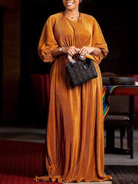 Solid Puff-Sleeve Ribbed Dress