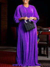 Solid Puff-Sleeve Ribbed Dress