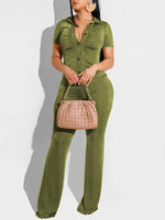 Solid Ruched Shirt & Pants Set
