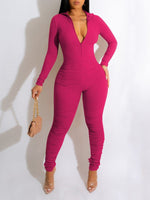 Zip-Front Ruched Jumpsuit