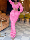 Drawstring Top & Ruched Pants Set
