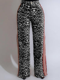 Side Stripe Leopard Pants