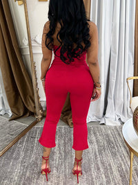 Solid Halter Capri Pants Set