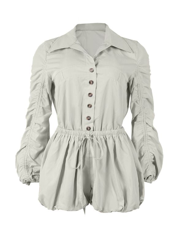 Solid Button-Front Cargo Romper-Clearance
