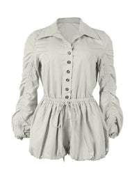 Solid Button-Front Cargo Romper-Clearance