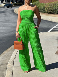 Ruched Strapless Jumpsuit-Clearance