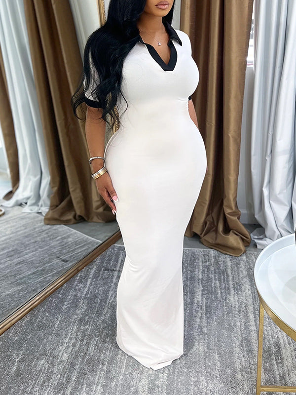 Contrast Polo Dress