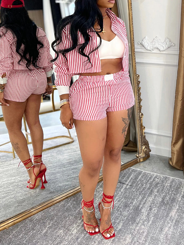 Stripe Shirt & Shorts Set