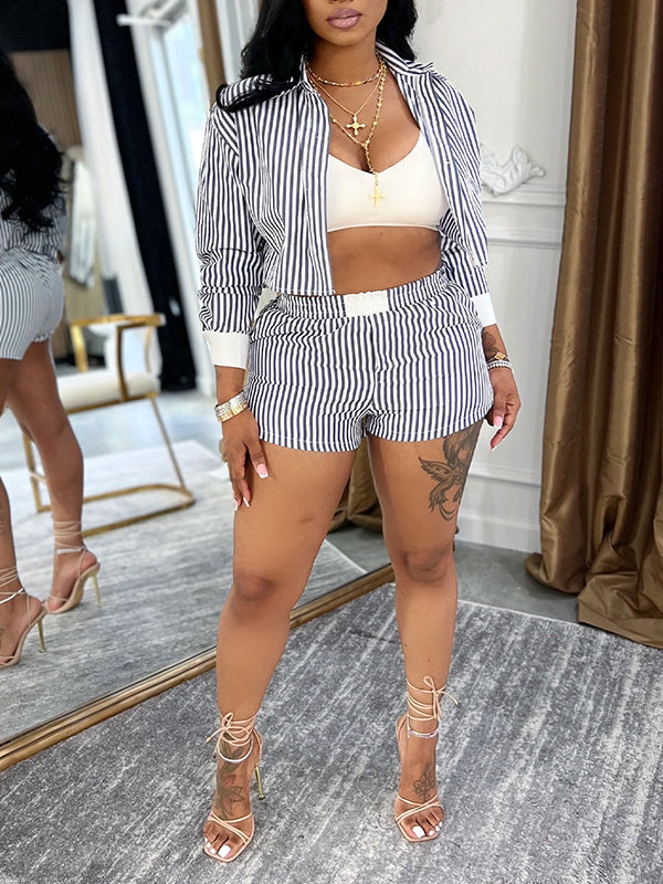 Stripe Shirt & Shorts Set