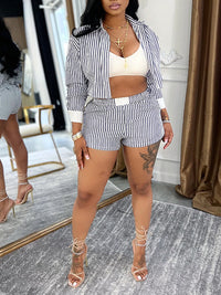 Stripe Shirt & Shorts Set