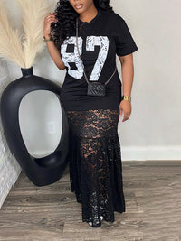 Lace Combo Printed Dress