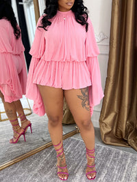 Bell-Sleeve Ruched Top & Shorts Set