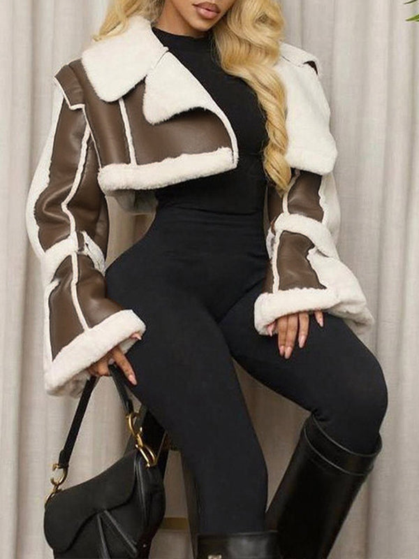 Faux-Leather Shearling Jacket