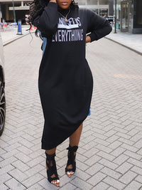 Denim Combo Sweatshirt Dress