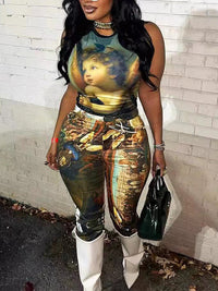Printed Tank Top & Pants Set