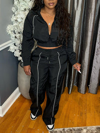 Stripe Zip-Front Jacket & Pants Set