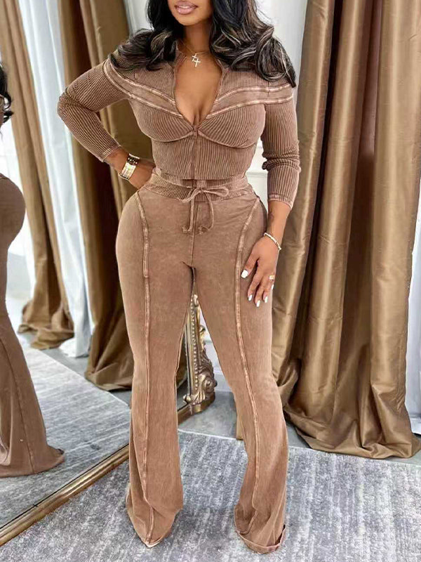 Wash Zip Top & Pants Set