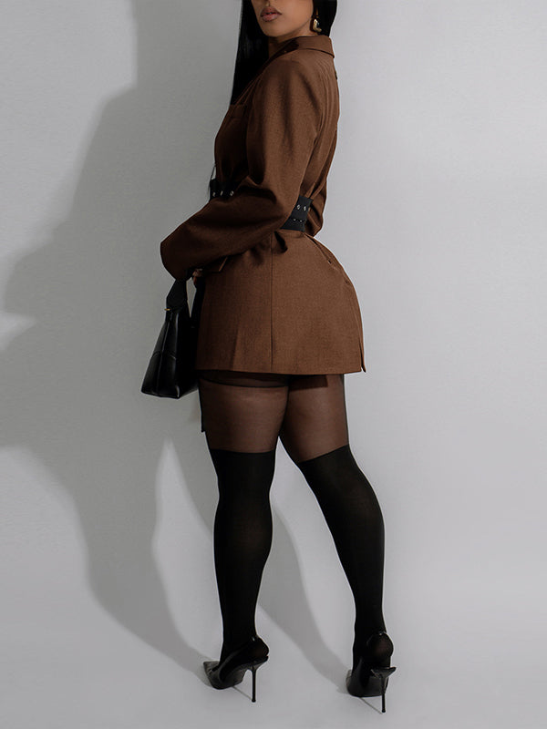 Belted Long Blazer