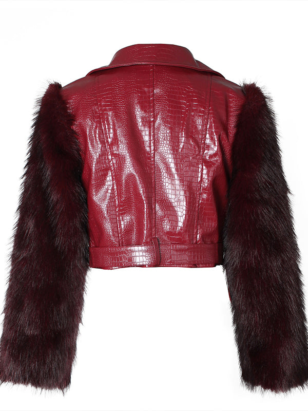 Faux-Fur Combo Faux-Leather Jacket