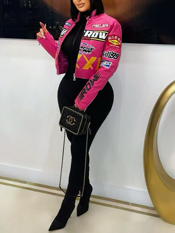 Printed Faux-Leather Jacket