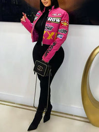 Printed Faux-Leather Jacket