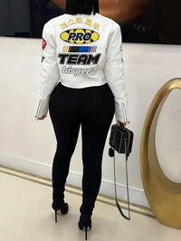 Printed Faux-Leather Jacket